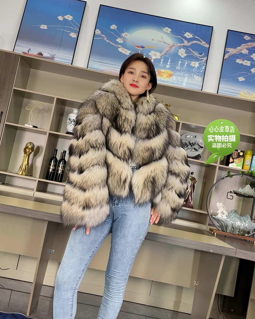 【紫色岁月】整皮貉子毛皮草外套短款女时尚名媛2025冬季新款大衣