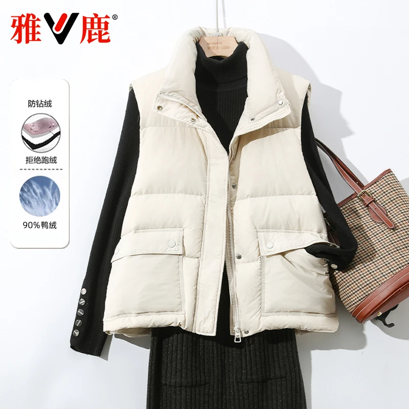 雅鹿2025新款轻薄羽绒马甲女冬季短款韩版舒适小个子宽松大码外套