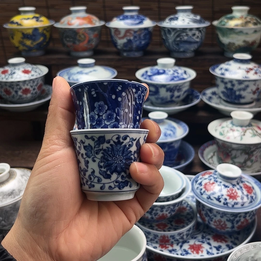 陶摆件景德镇陶瓷两只客杯