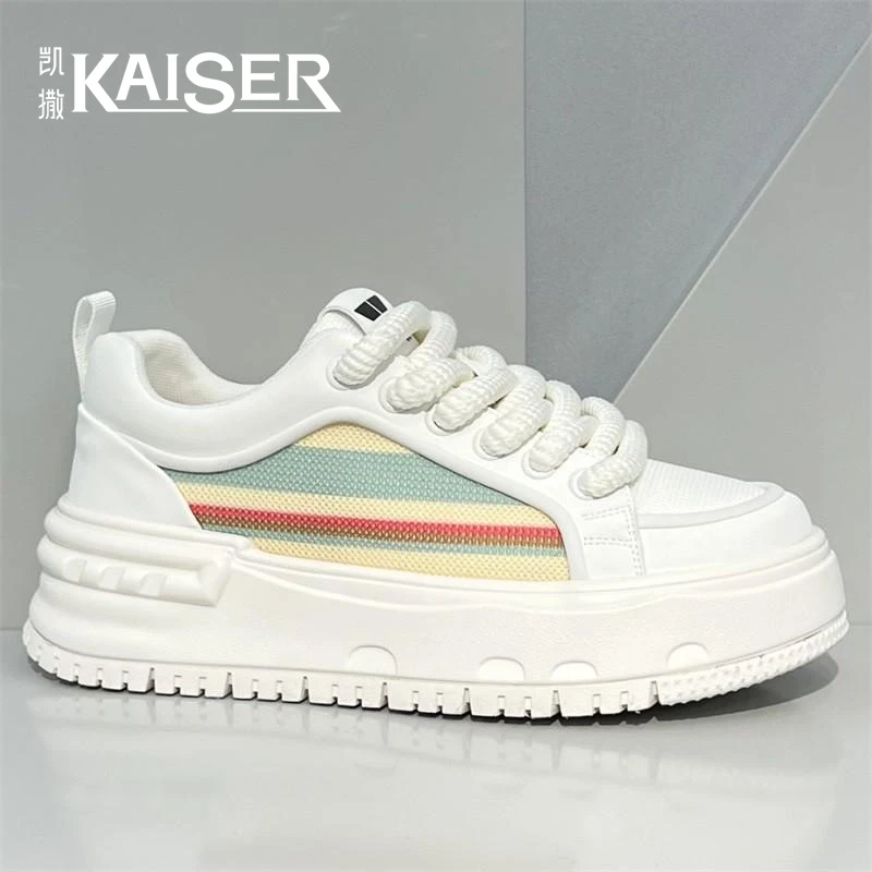 凯撒男鞋网面拼色透气运动鞋百搭防滑休闲板鞋男士潮流增高阿甘鞋