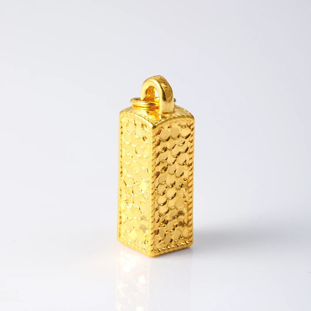 罗威曼黄金 足金999碎冰冰四方来财素金5D无氰吊坠金条