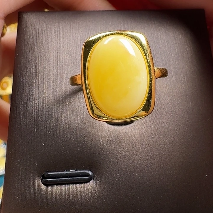 蜜蜡银S925镶嵌戒指戒指