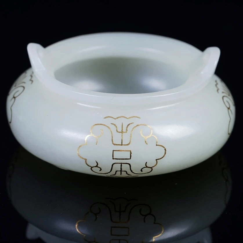 和田白玉香插｜非遗错金工艺｜54.5*24.5mm｜茶桌茶道香座