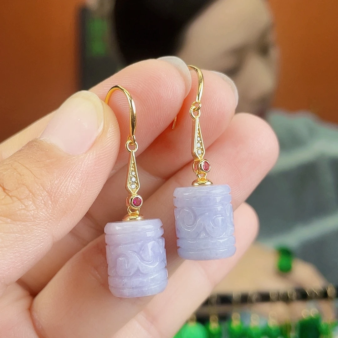 翡翠银S925镶嵌耳饰