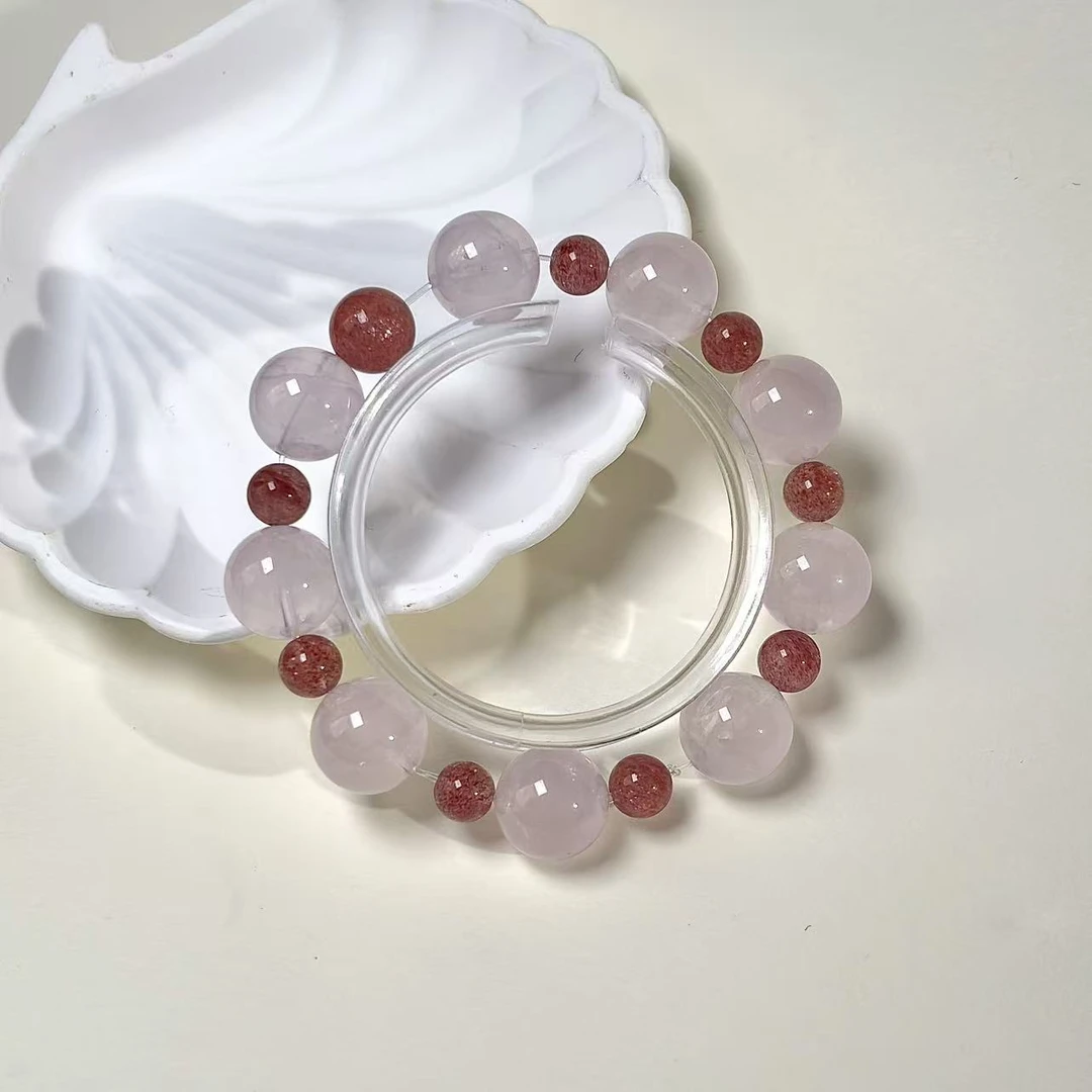 【原创】莓光粉DIY（14mm+）天然水晶手串礼物-多样性发其一-MG701