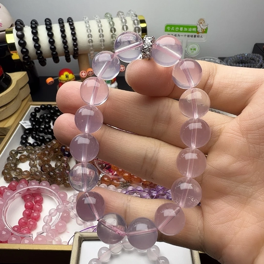 水晶手链未镶嵌大眯数星光莫粉