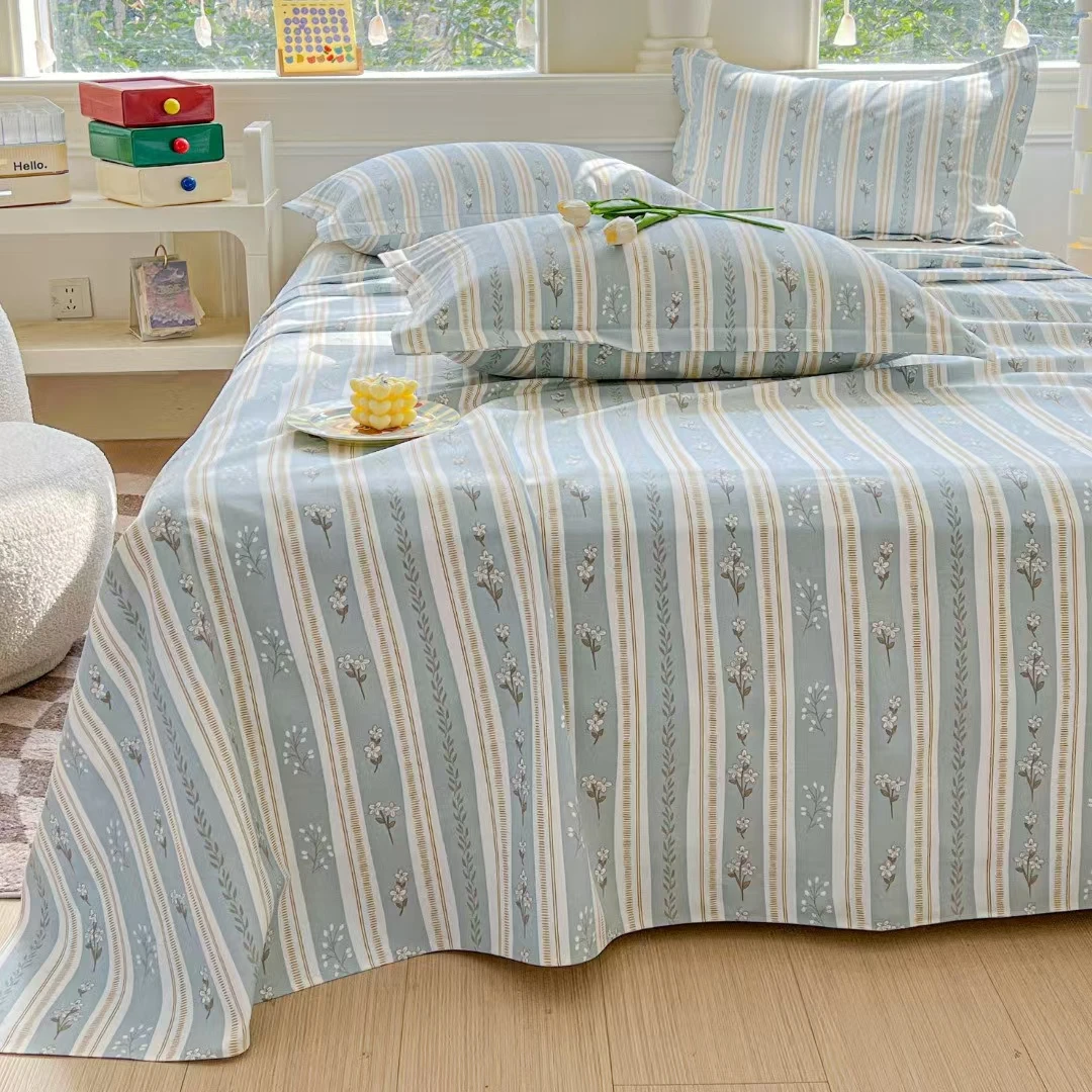 升级款 加厚纯棉小清新老粗布三件套