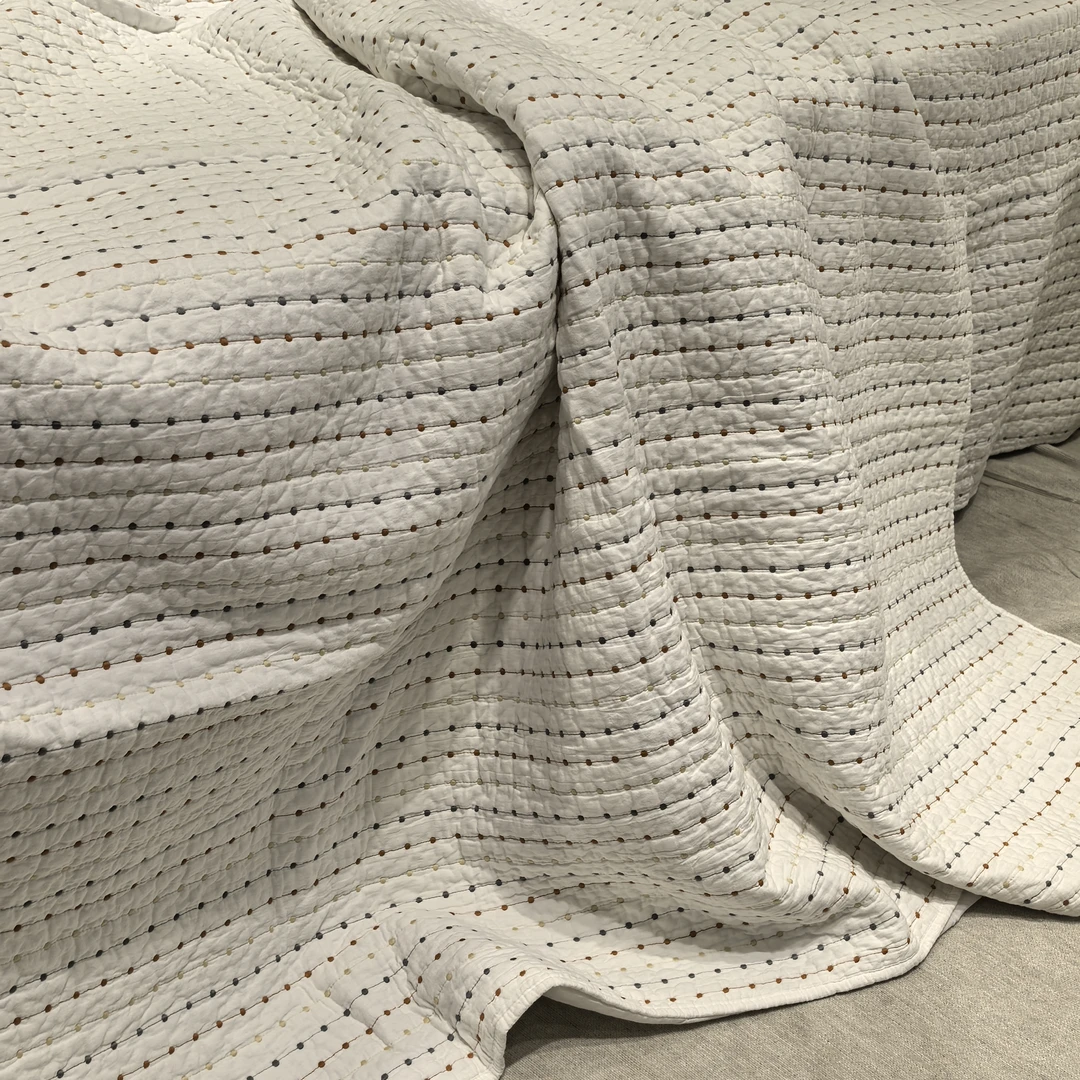 【超级红】米粒绣- 白色 全棉多功能夏被单被套