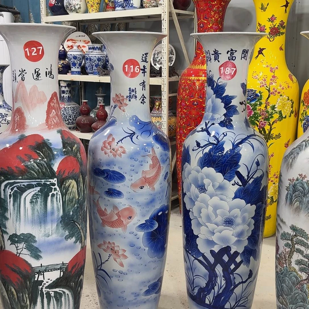 天***子摆件瓷116号1.6米一对连年有余