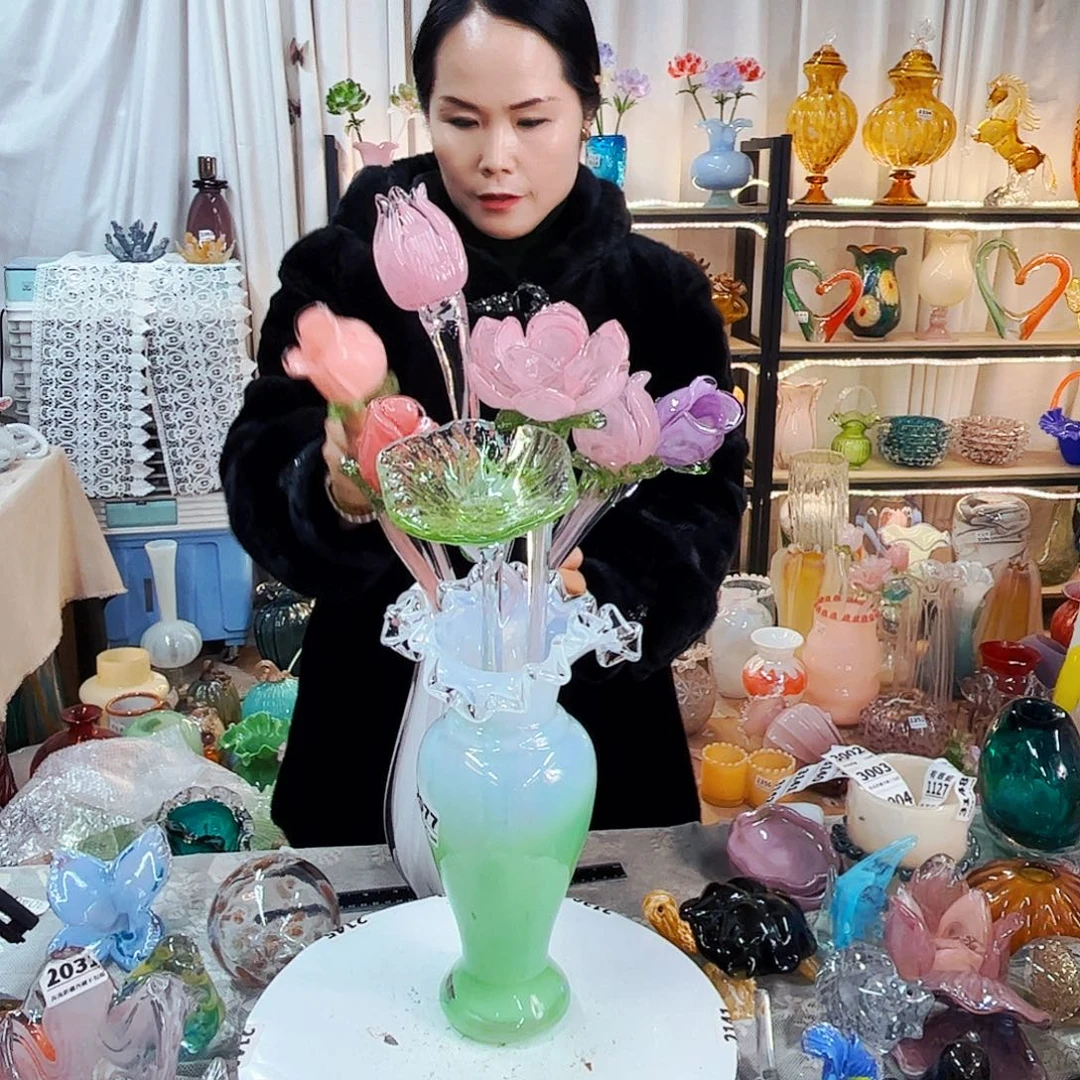 3花1瓶家悦美居琉璃摆件