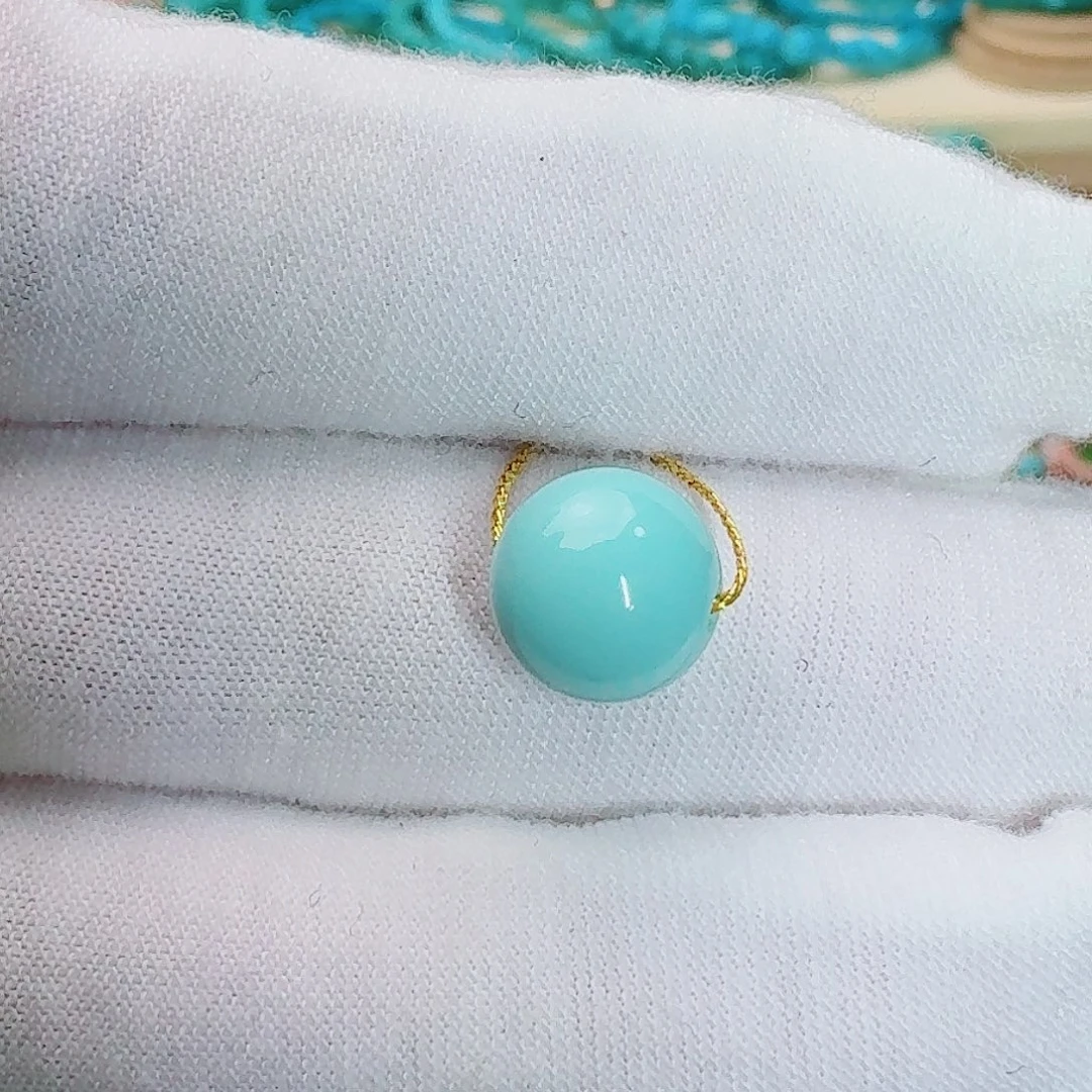 绿松石未镶嵌珠宝奇石精品小圆珠9+