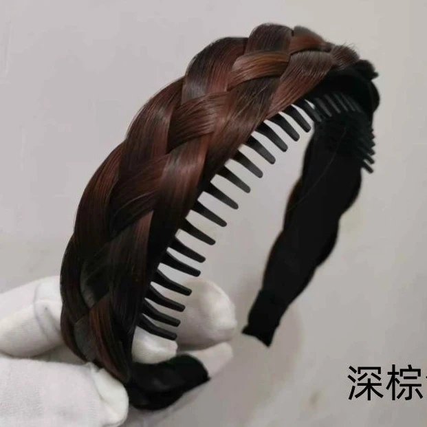 新款网红假发发箍手工编织四股辫洋气发夹防滑低头不掉时尚紧密款