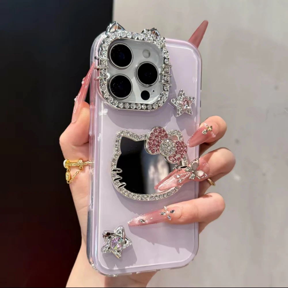 果冻星星KT猫镜子适用iPhone16promax手机壳苹果14网红15女13/12
