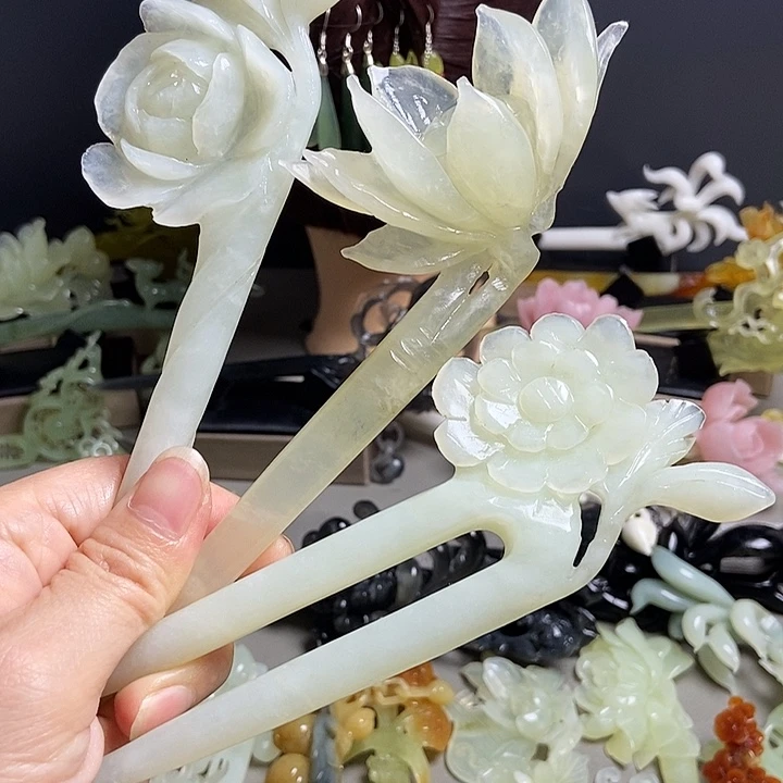 岫玉未镶嵌发簪发簪