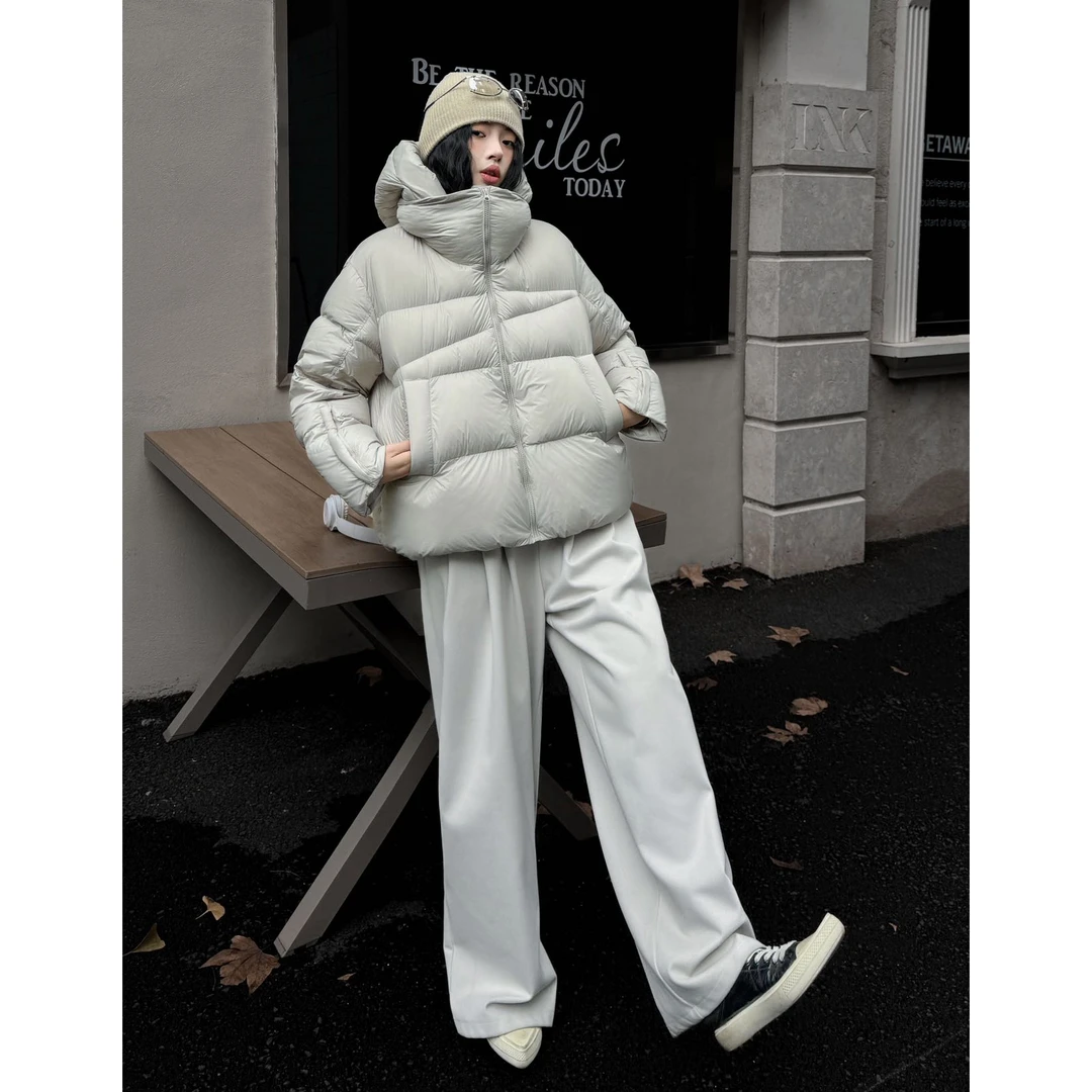 门店18&69！泡芙感，巨暖和/超轻90白鸭绒宽松长袖羽绒套女M13660