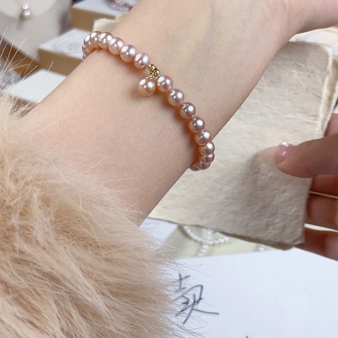 手绳18K金镶嵌淡水珍珠