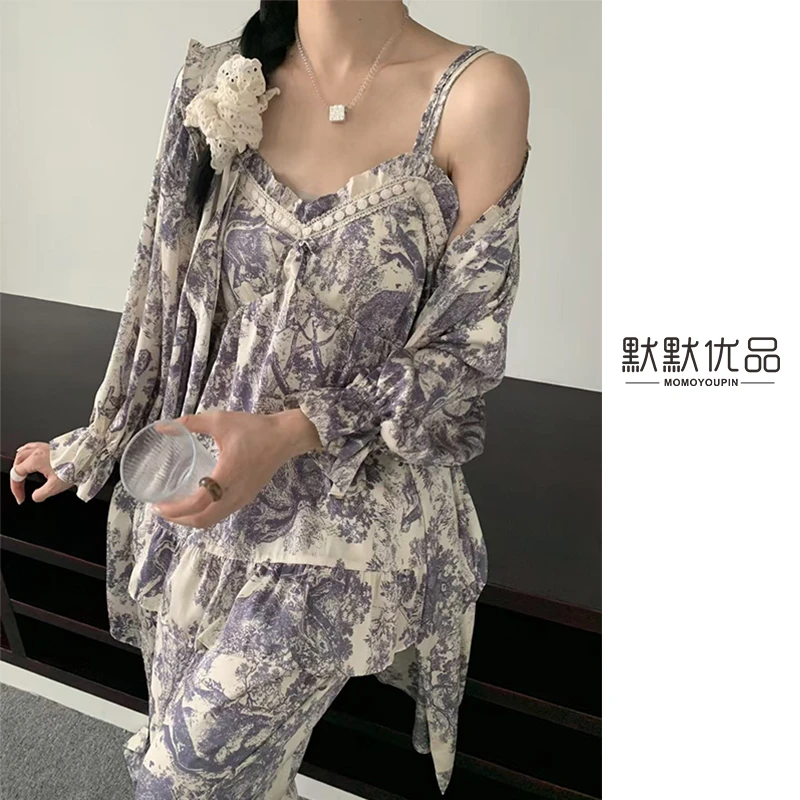 甜美气质/韩国ins风/三件套/甜美/睡衣女/舒适柔软/家居套装