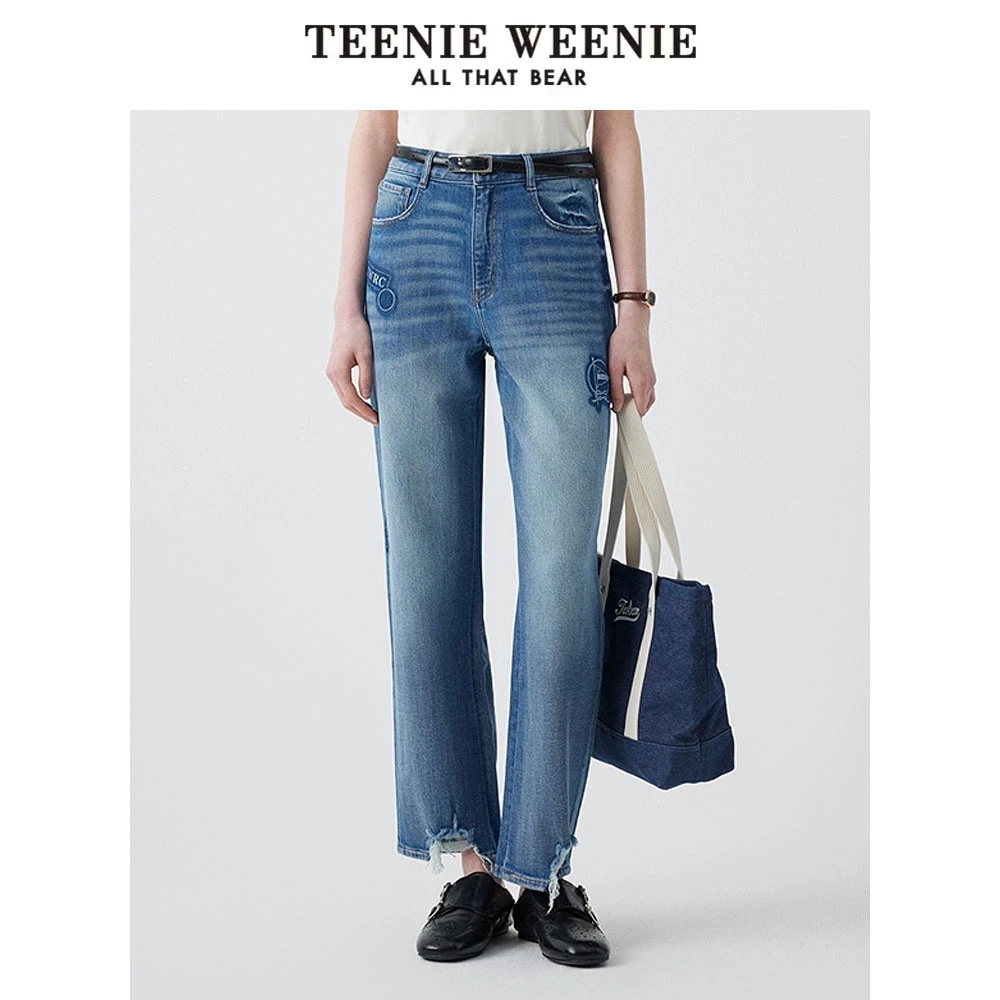 TeenieWeenie小熊女装牛仔裤25复古休闲简约刺绣长裤TTTJ252405W
