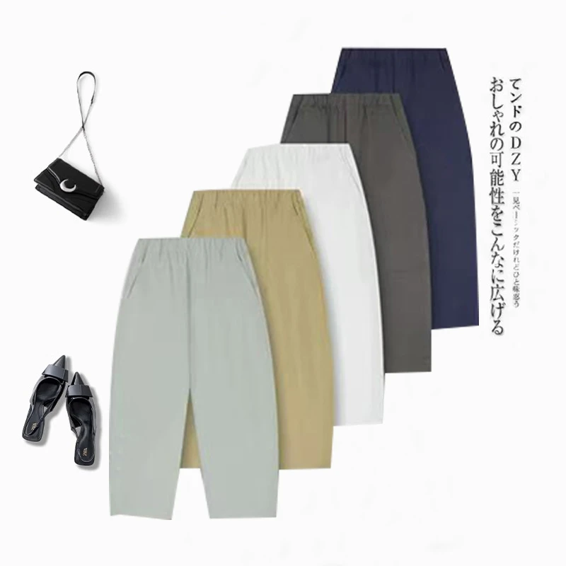 老钱风弯刀裤 大码梨形 九分裤 宽松显瘦休闲山透气本九分裤女