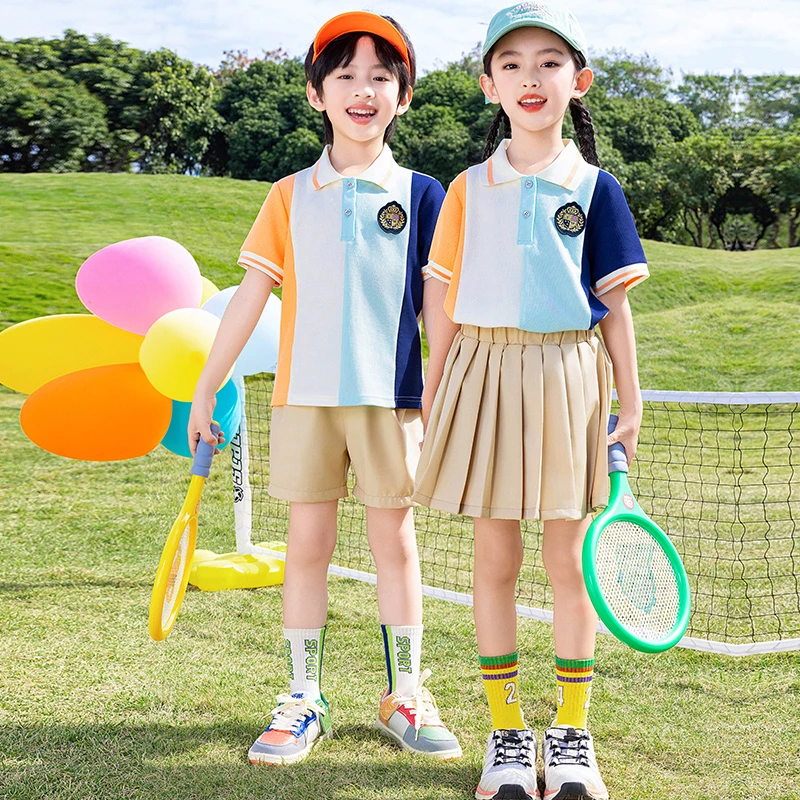 2025年休闲风阳光青春夏装两件套清新小学生校服儿童班服园服时尚