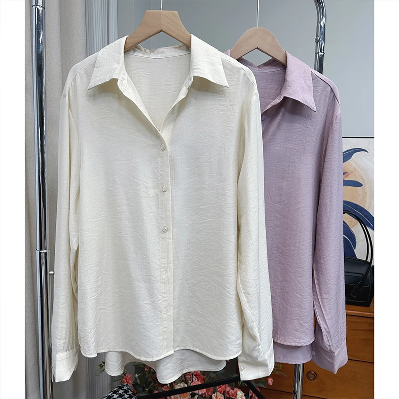 【必入~莱赛尔防晒衬衫】人手两件大码长袖女衬衫遮肉清爽凉快