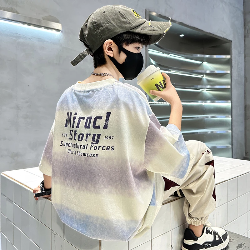 男童夏装短袖T恤2025新款中大儿童夏季半袖男孩夏款体恤上衣宽松t