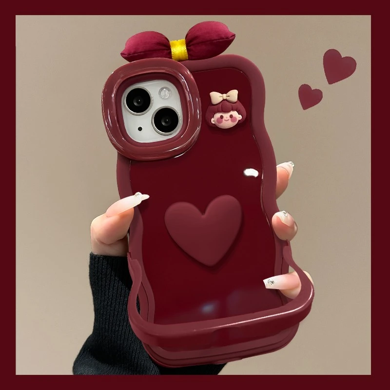 爱心女孩手机壳适用苹果17/华为oppo/vivo双支架简约可爱少女心