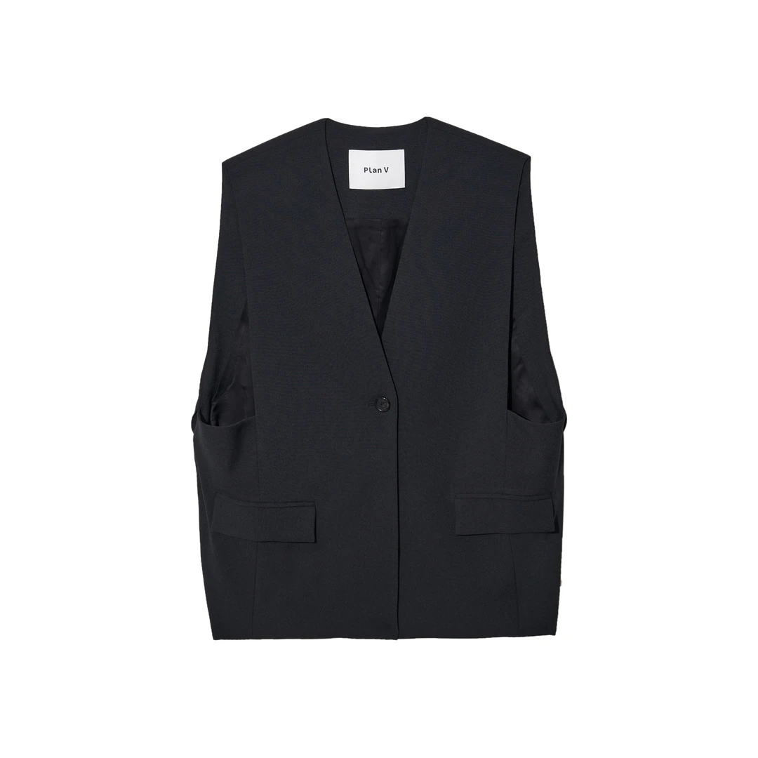 6116 翼折廓形西装马甲 070608