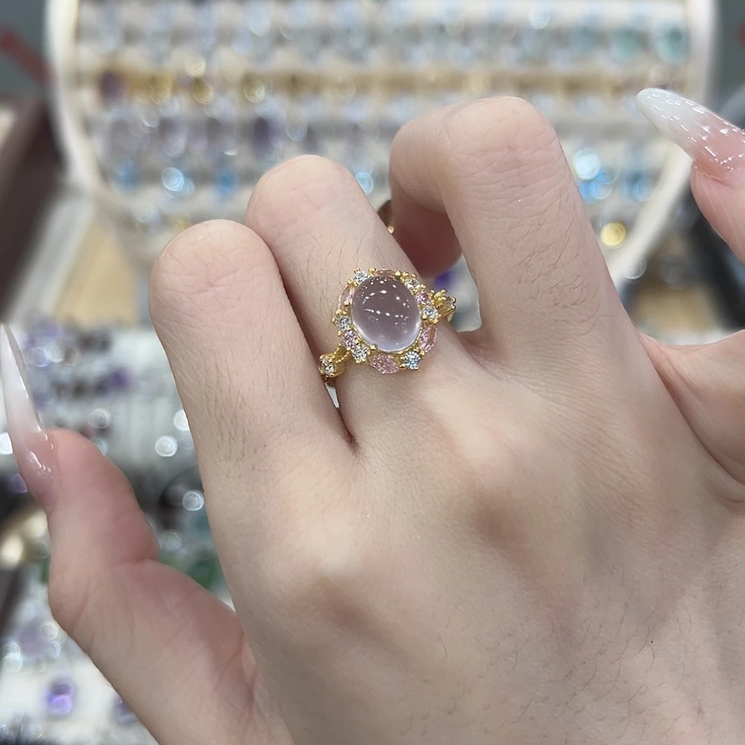 萤石戒指银S925镶嵌