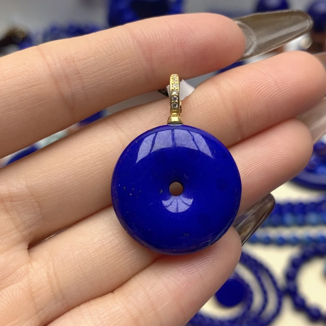 青金石银S925镀金镶嵌颈饰