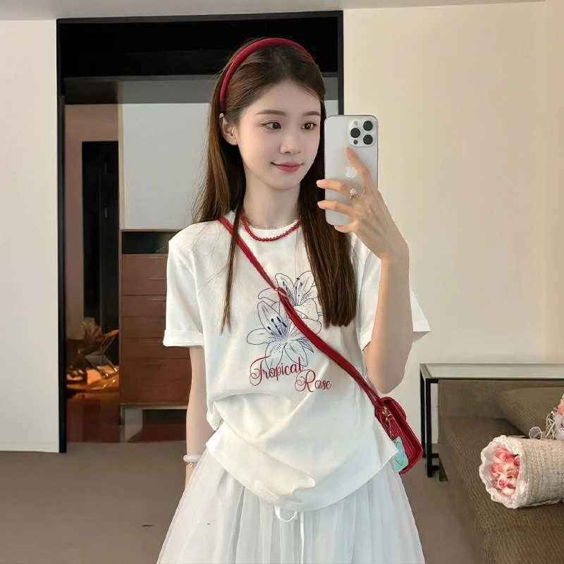 B 门店29&9！百合T恤」夏日必备无感印花全面百搭显瘦上衣女 C22919