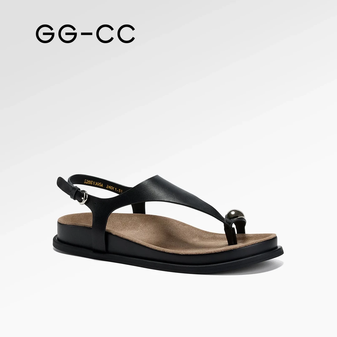 【辣目洋子同款】GGCC阳光马赛2025夏季新款法式度假风夹趾凉鞋女