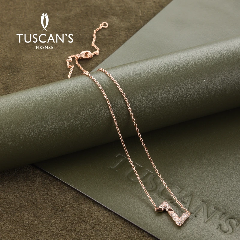 TUSCAN'S 铜合金锆石项链 轻奢简约风Z镶嵌锁骨链气质女项链