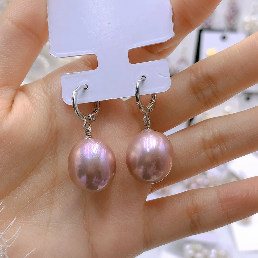 银S925镶嵌耳饰淡水珍珠上**然