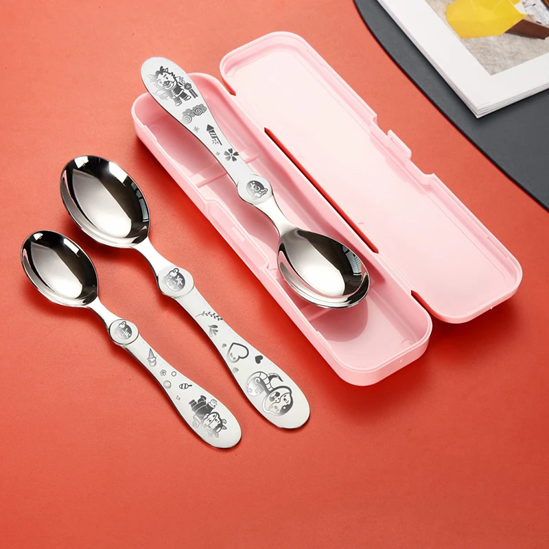 合兴利316不锈钢勺子带盒小勺学生高档精致干饭勺汤匙专用高级感