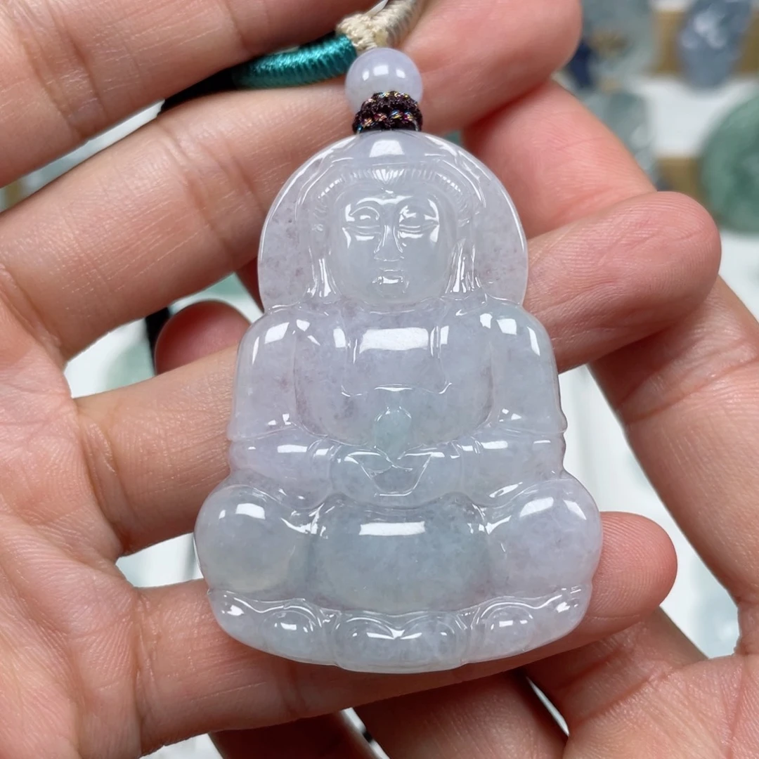 翡翠颈饰未镶嵌天然翡翠A货观音85号