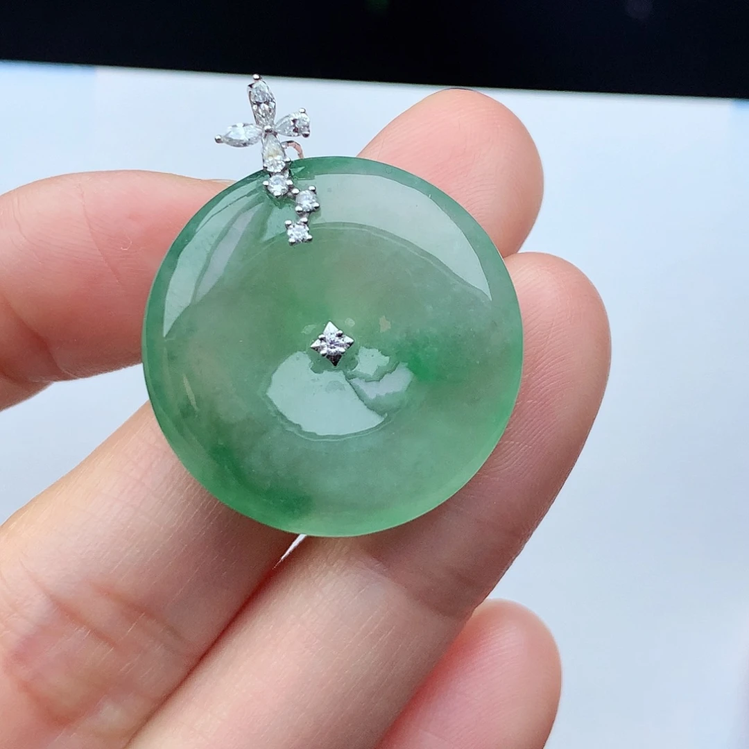 翡翠18K金镶嵌吊坠(不含链)