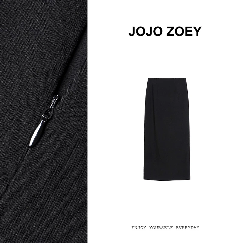 JOJO ZOEY【清仓NO退换】墨屿垂漪~气质中长款开叉包臀裙bq-9209