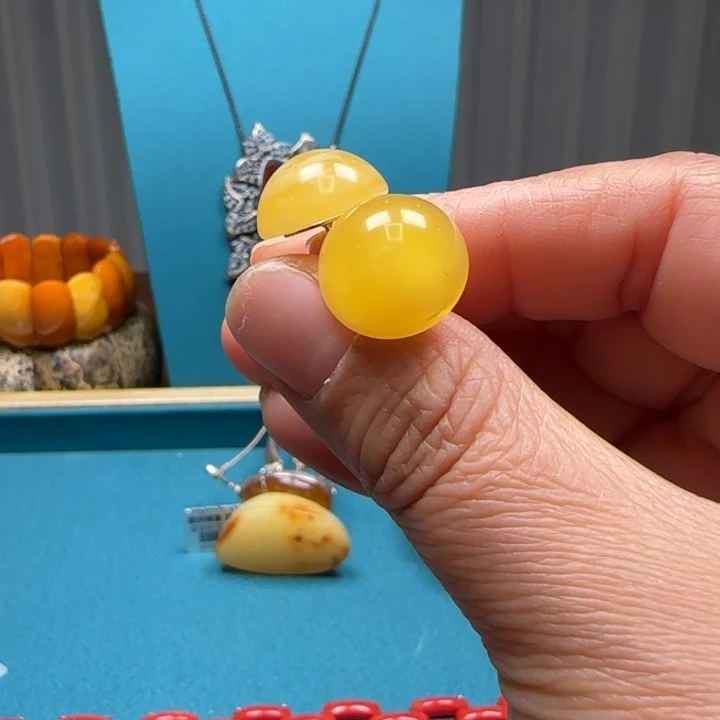 琥珀未镶嵌耳饰波兰设计款琥珀蜜蜡