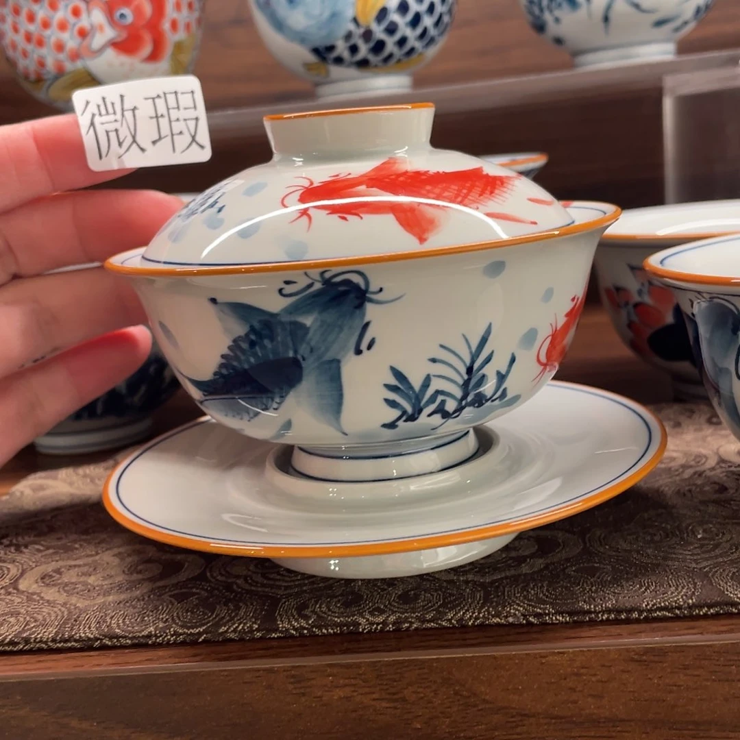釉下手绘茶具微瑕