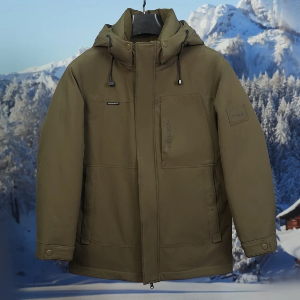 加厚防风外套纯色男士商务鸭绒外穿男士保暖休闲