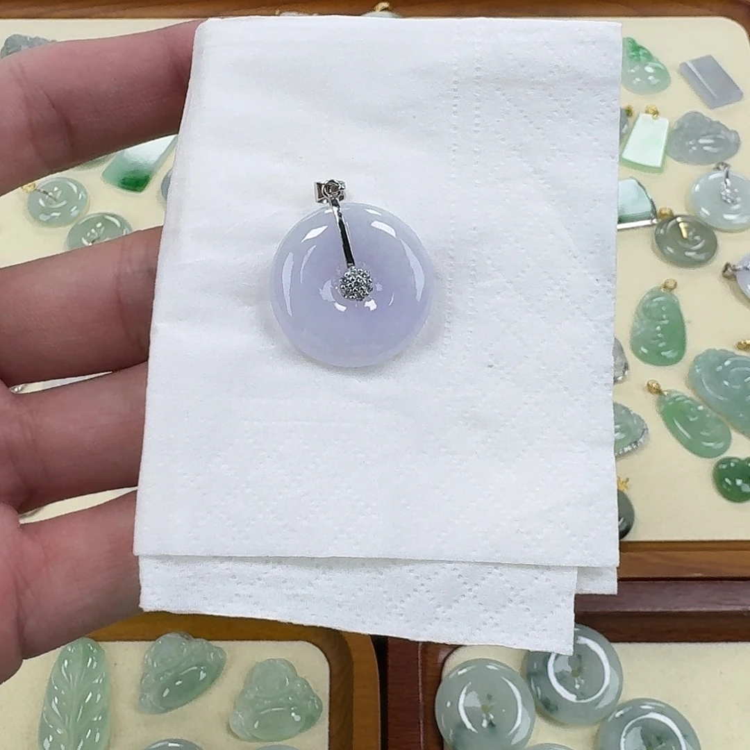 翡翠银S925镶嵌颈饰扣子