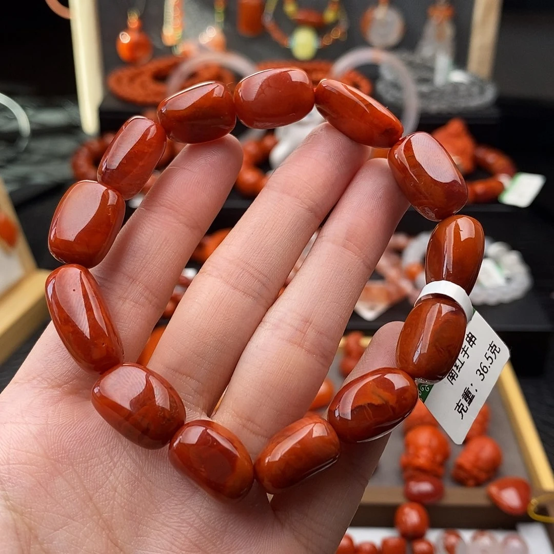 南红玛瑙未镶嵌四川凉山枣珠手串10.8mm