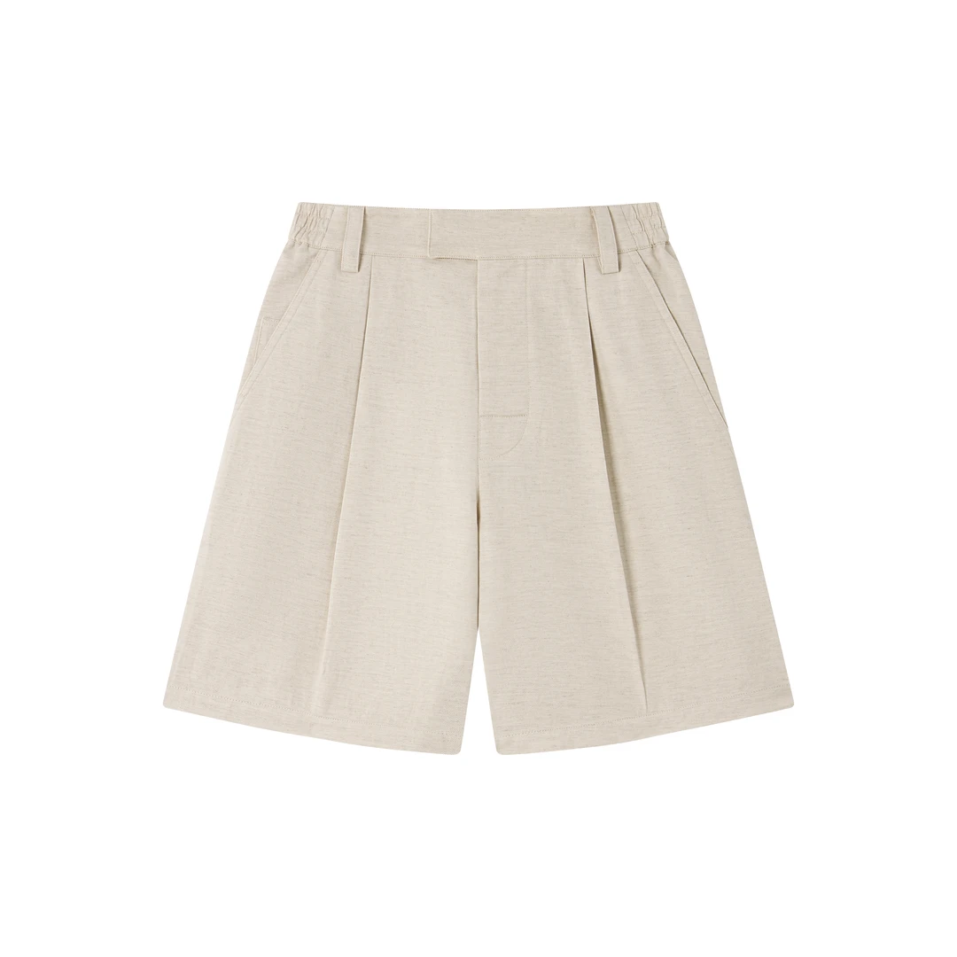 夏季薄款棉麻慵懒休闲阔腿简约透气舒适轻奢直筒短裤2508K288