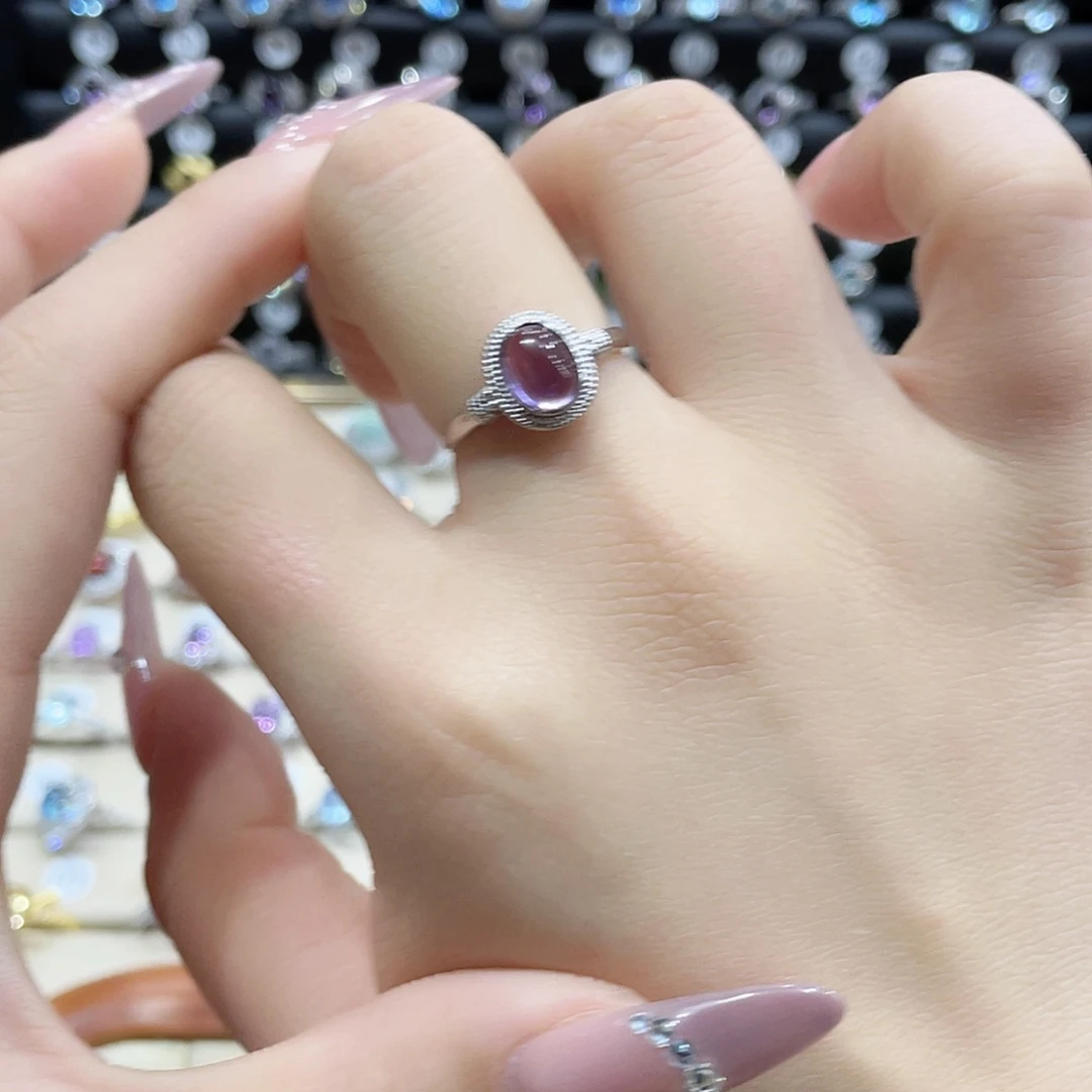 紫晶戒指银S925镶嵌戒指