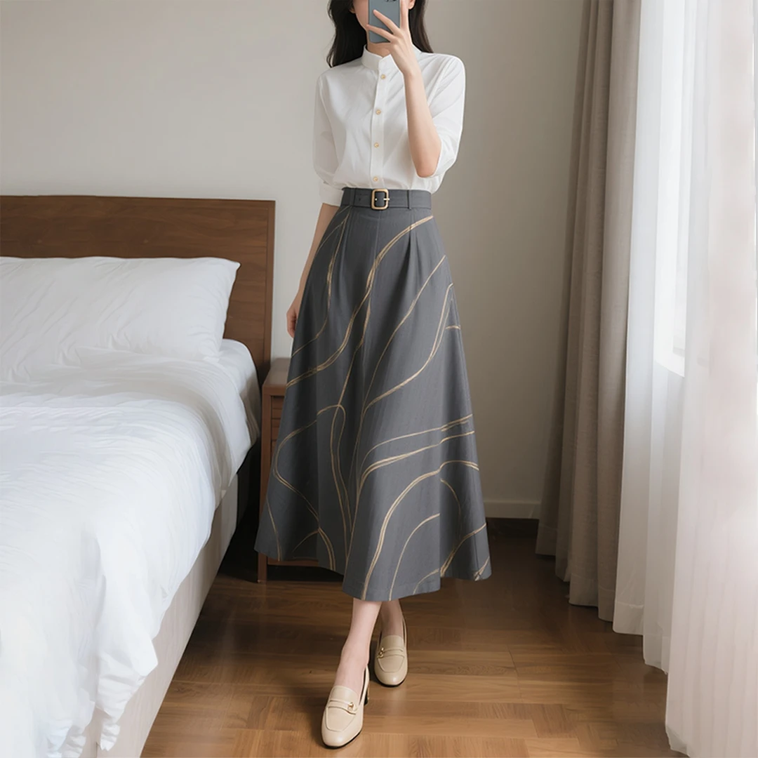 夏季新款女装时尚穿搭复古轻国风显瘦两件套装半身裙子通勤轻熟风