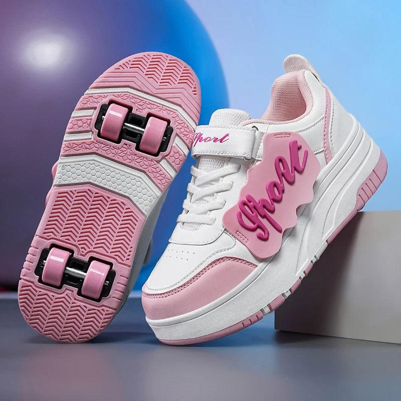 李宁天波暴走鞋女童2025春夏新款爆走鞋男童儿童滑轮板鞋中大童四