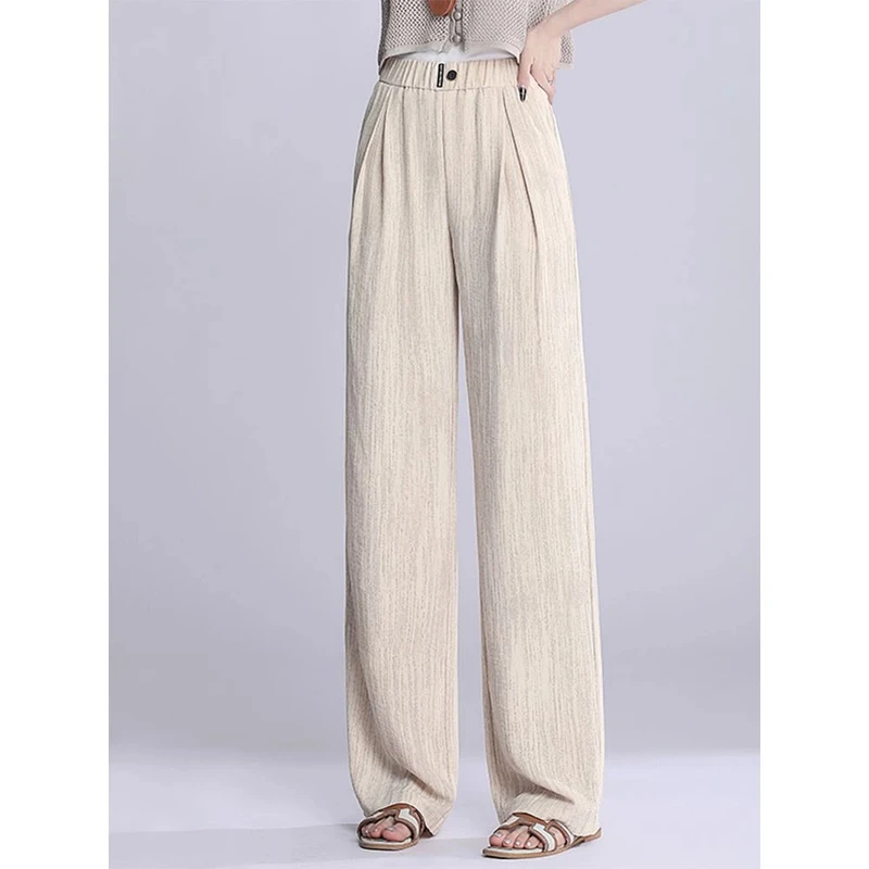 窄版阔腿裤2025年夏季新款高腰显瘦百搭拖地休闲小个子直筒女裤
