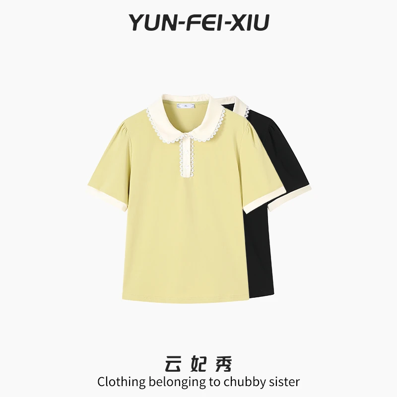 云妃秀大码女装T恤时尚休闲宽松显瘦百搭气质胖妹妹短袖夏季68512