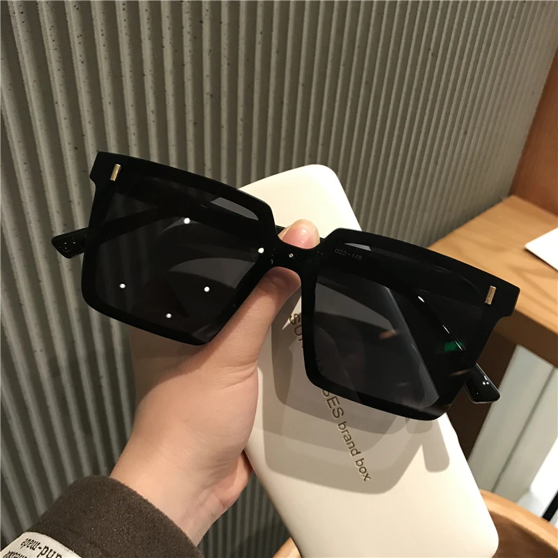 韩版个性连体镜片黑超墨镜男街拍防太阳镜女士方形时尚眼睛百搭